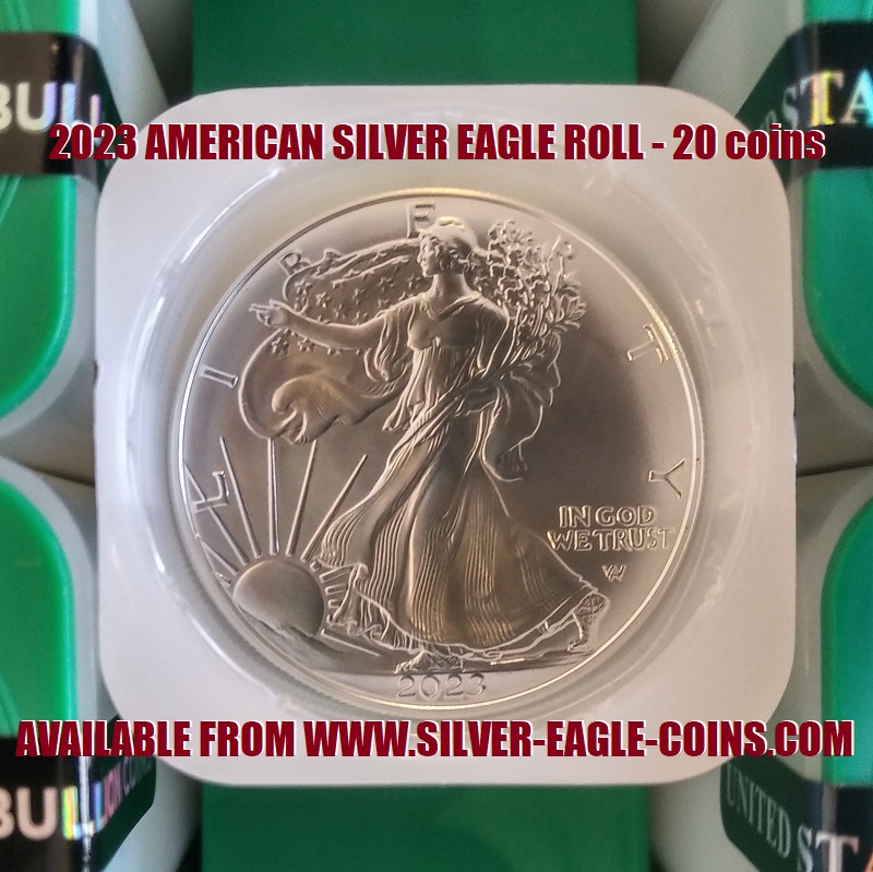 2023 Silver Eagle Roll 20 Gem BU American Silver Eagles Free US