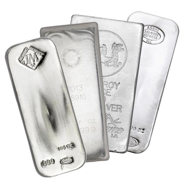 100 oz Silver Bars (Varied Condition, Any Mint)