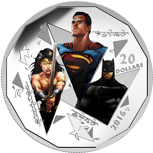 2016 1 oz Silver Canadian Batman v Superman Trinity Coins