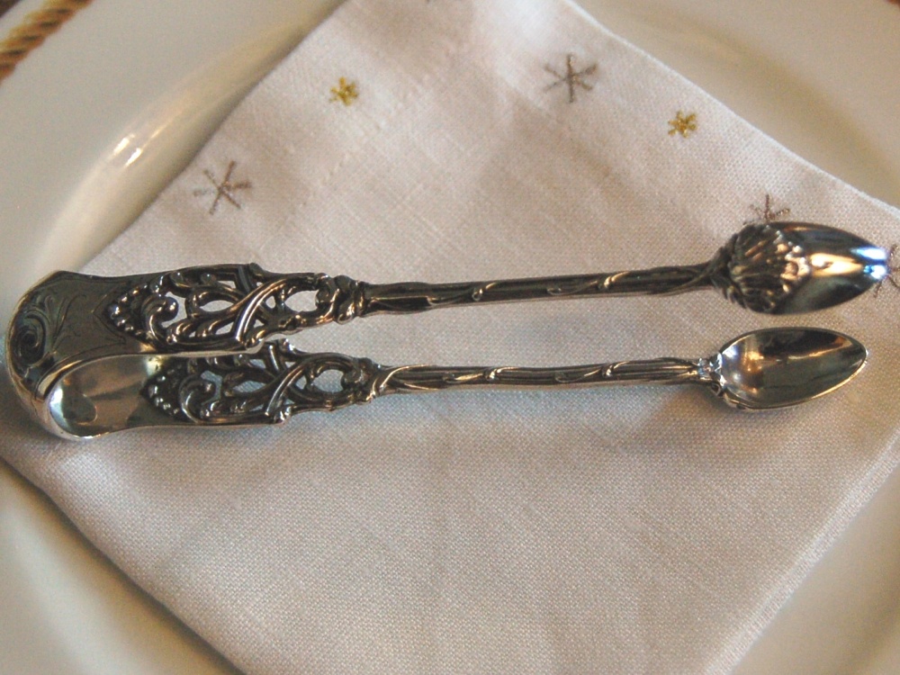 Gothic Style Antique French Silver Sugar Tongs Silver Art By D & R