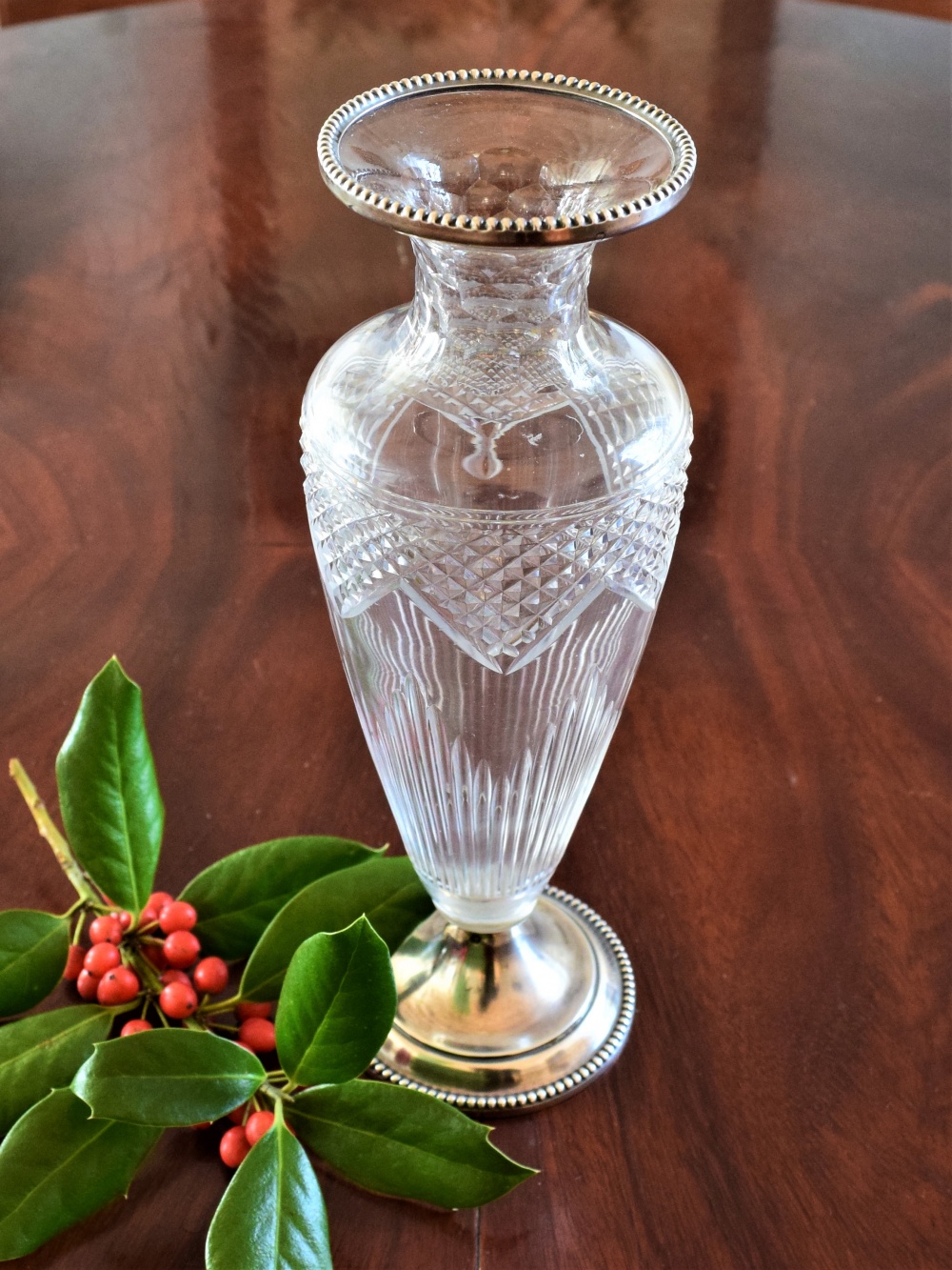 Elegant Antique French Silver and Crystal Vase by A SCHIFFMACHER