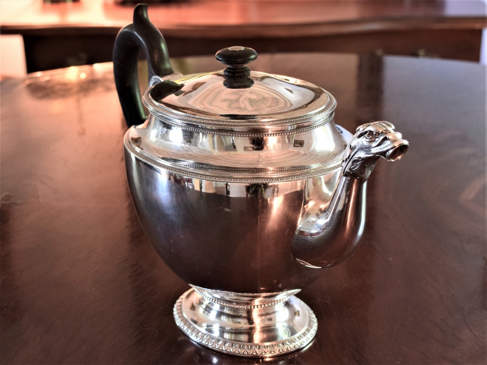 Beautiful Empire French Silver Teapot By Denis Colombier