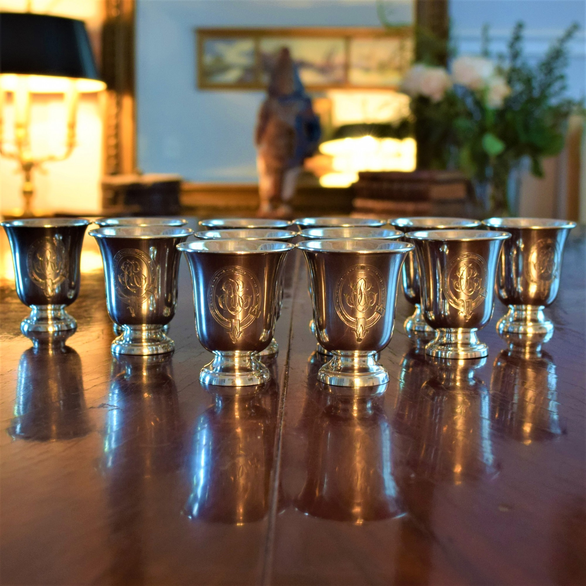 Elegant Medici Vase Shaped Silver Shot Glasses By Lavallée