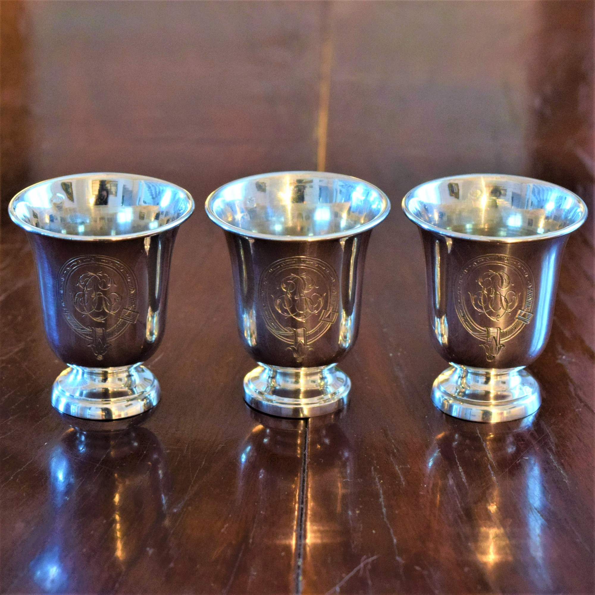 Elegant Medici Vase Shaped Silver Shot Glasses By Lavallée