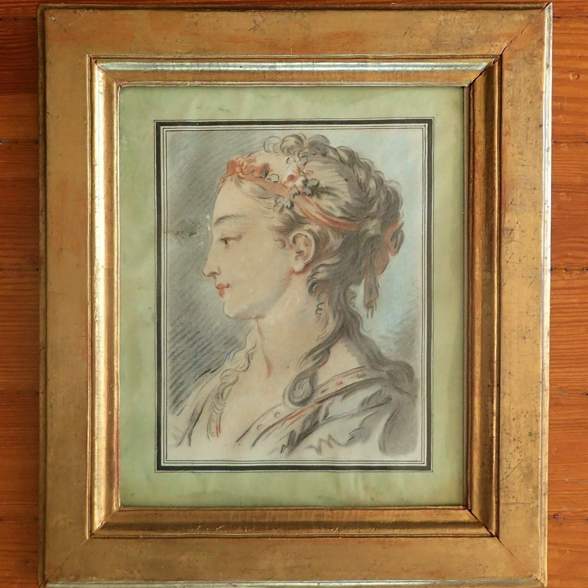 Pair Of French 19th Century Trois Crayons Portraits