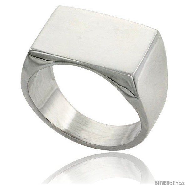 Sterling Silver Rectangular Ring Solid Back Handmade SilverBlings