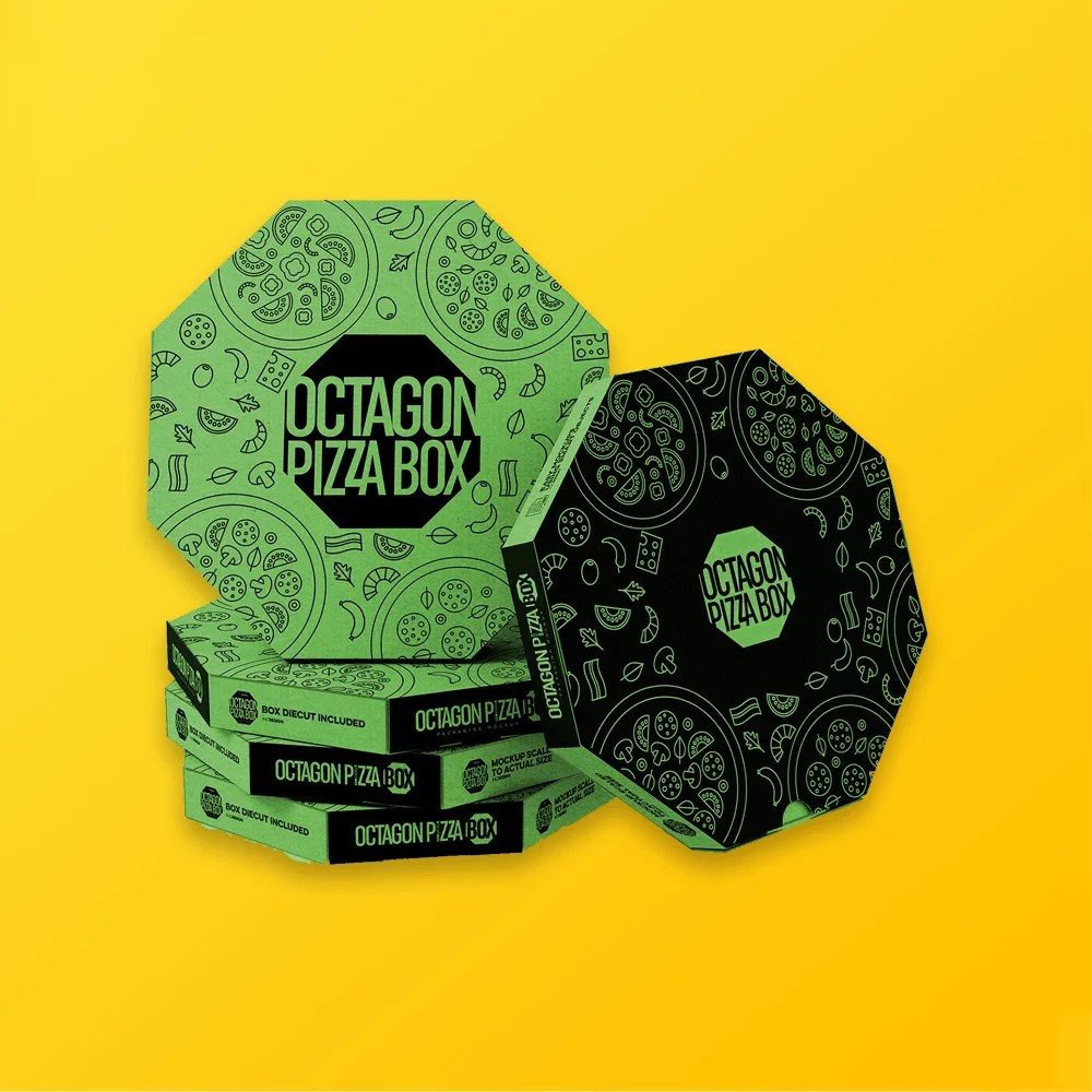 Custom Octagonal Pizza Boxes Silver Edge Packaging