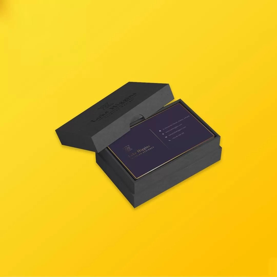 Custom Rigid Business Card Boxes Silver Edge Packaging