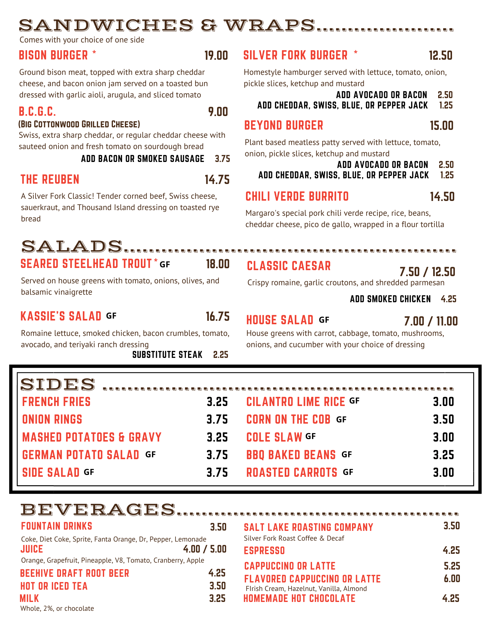 Dinner Silver Fork Lodge & Restaurant