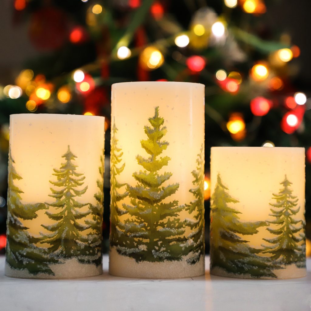 D3" x H4" 5" 6" Christmas Tree Flameless Candles with 10Key Remote