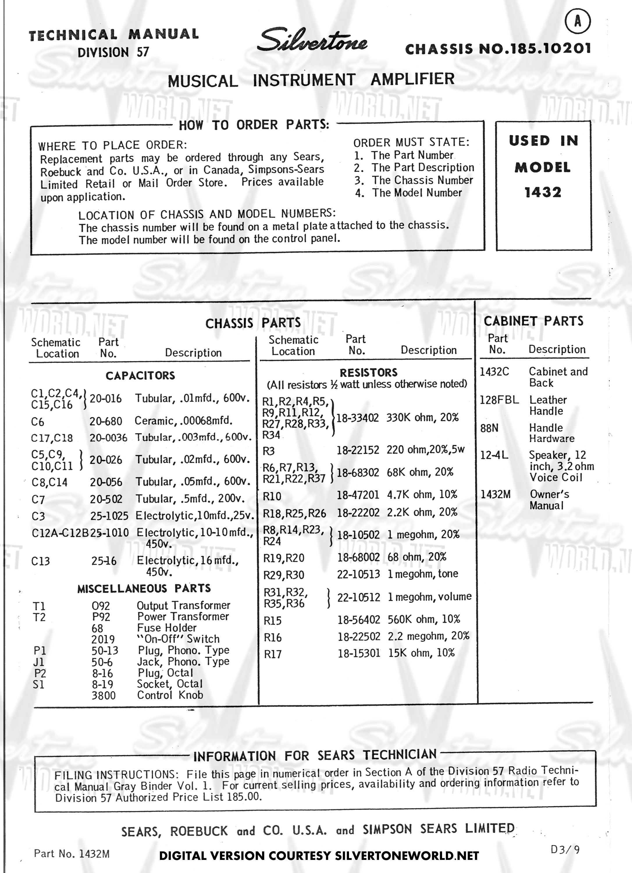 Silvertone World - Division 57 - Schematics, Manuals and Publications