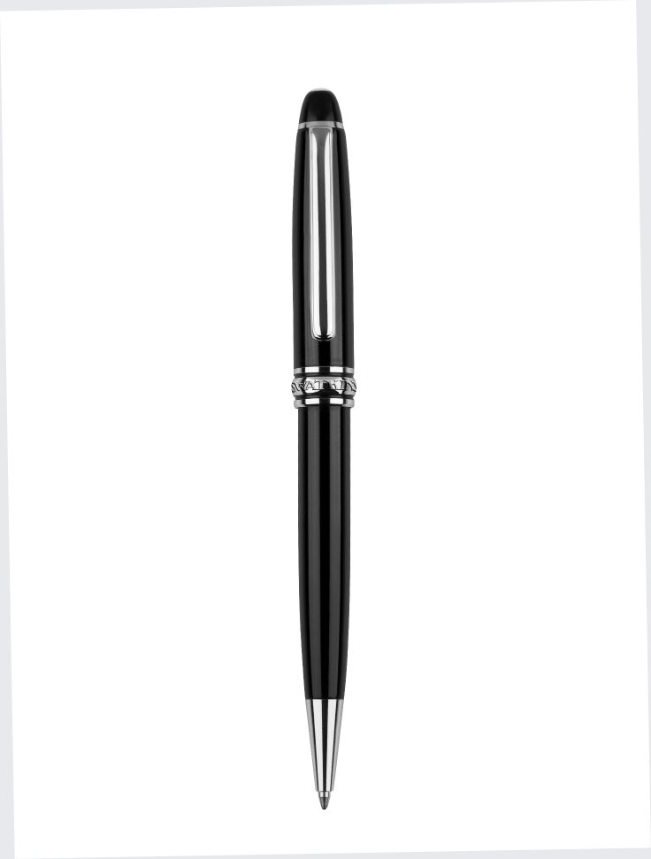 Shiny Black Ball Point Pen SilverTrophy