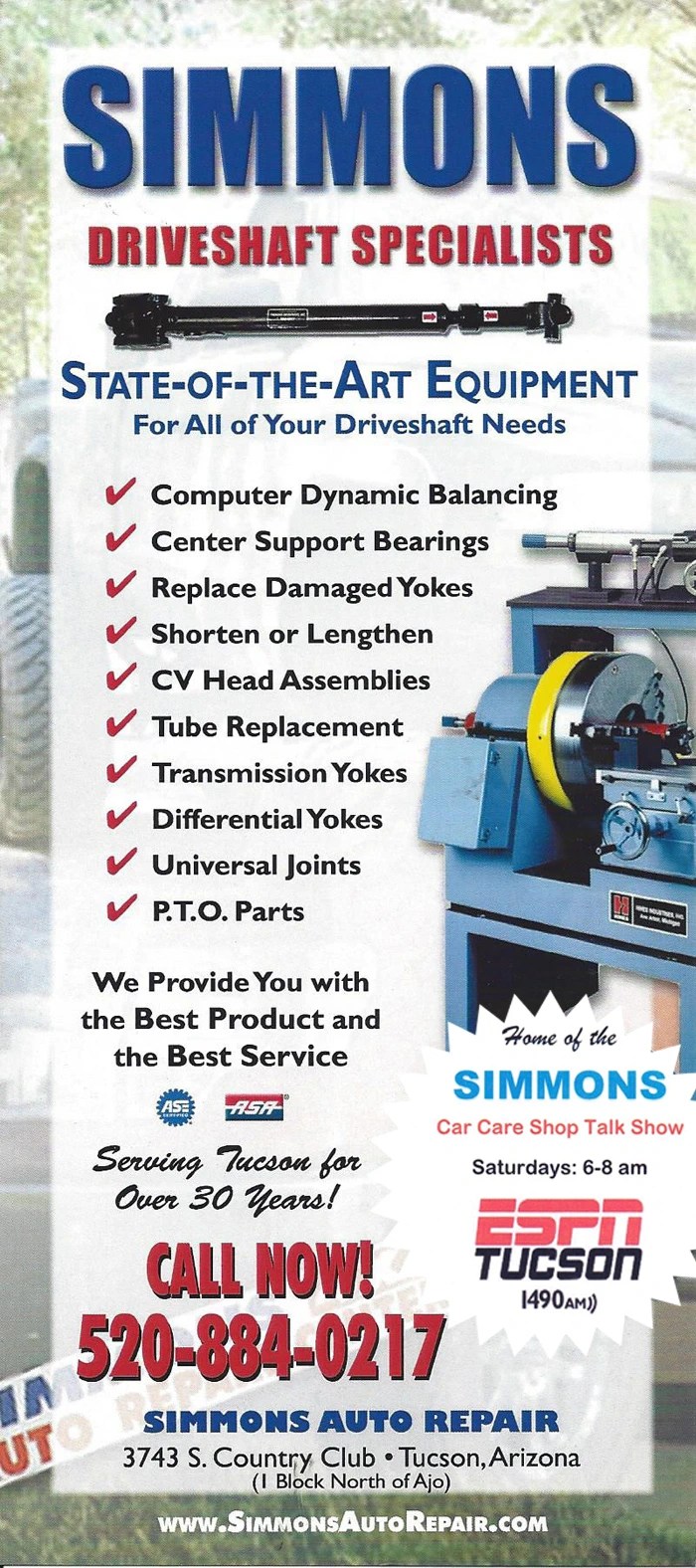 Simmons 4x4 Automotive Repair Center Driveshaft Specialists Tucson