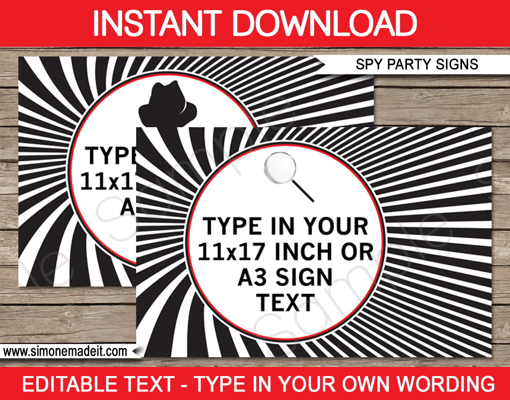 Spy Party Printables, Invitations & Decorations Templates Secret Agent