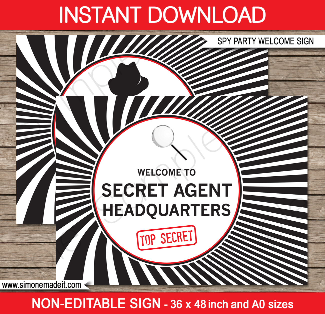 Spy Party Backdrop Sign Secret Agent Party Decorations