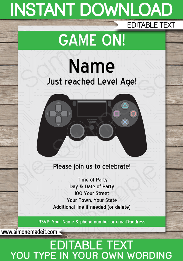 Playstation Party Invitations Template Video Game Party Invite