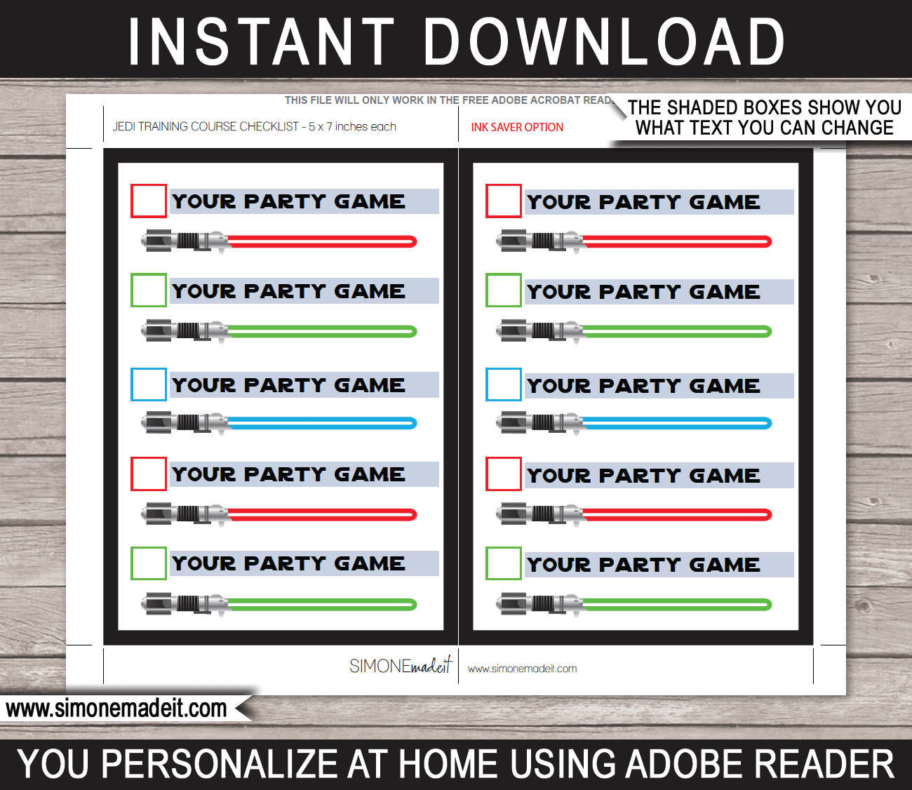Star Wars Party Jedi Training Checklist Printable Template Party Games