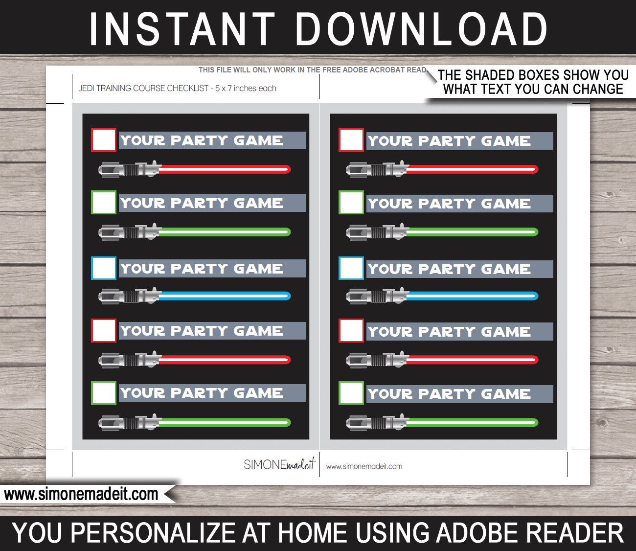 Star Wars Party Jedi Training Checklist Printable Template Party Games