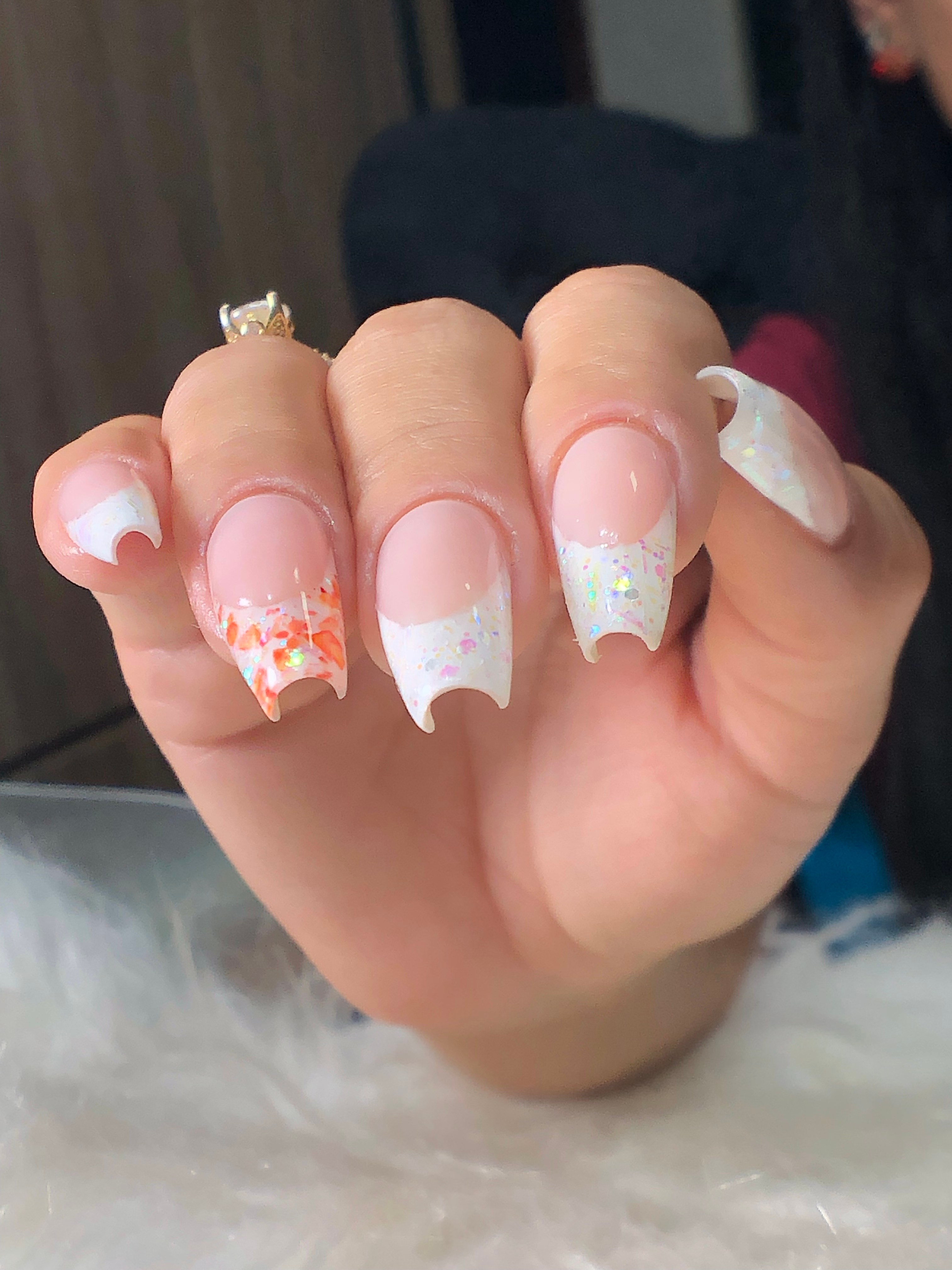 Unhas Encapsuladas Com Madrepérolas Fibra Silk Formato Bailarina