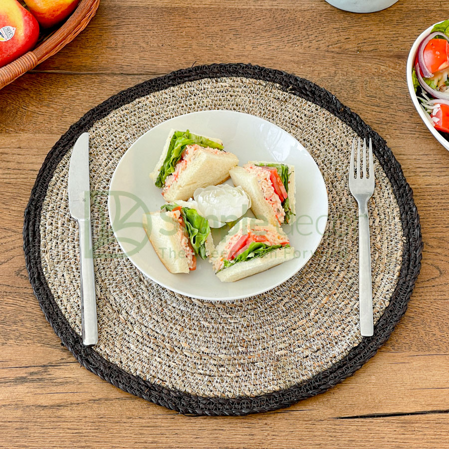 Black Lining Seagrass Placemat Wholesale Simple Decor