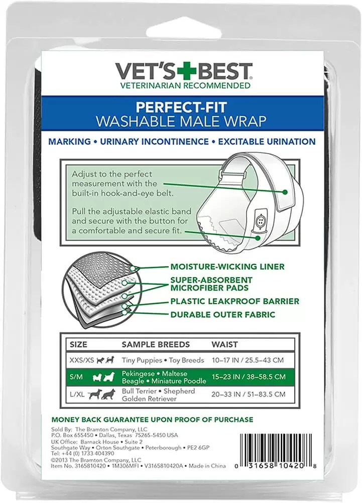 Vet’s Best Washable Male Dog Wraps (XXS/S) MannaPro