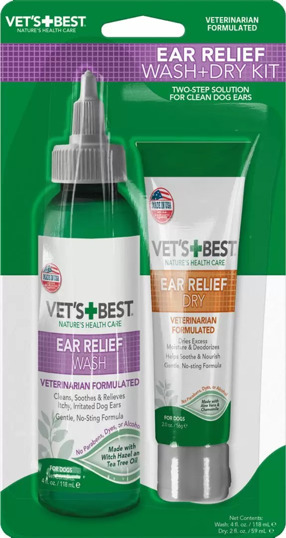 Vet's Best Ear Relief Wash & Dry Combo Kit MannaPro