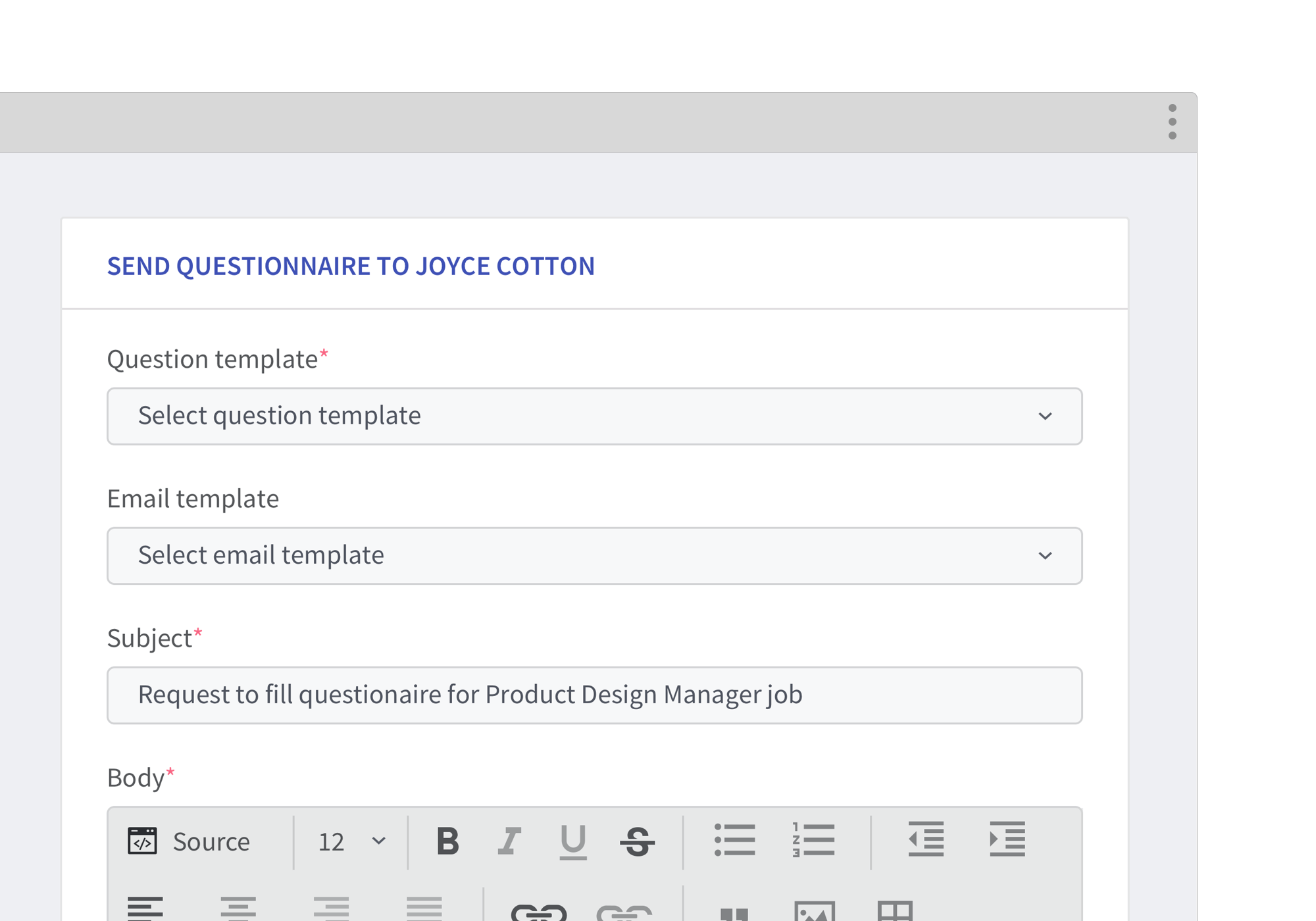 43 CANDIDATE SCREENING SEND ADDITIONAL SCREENING QUESTIONS2x