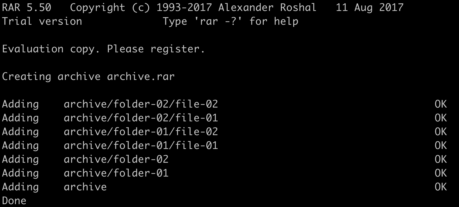 How to create rar archive in Linux