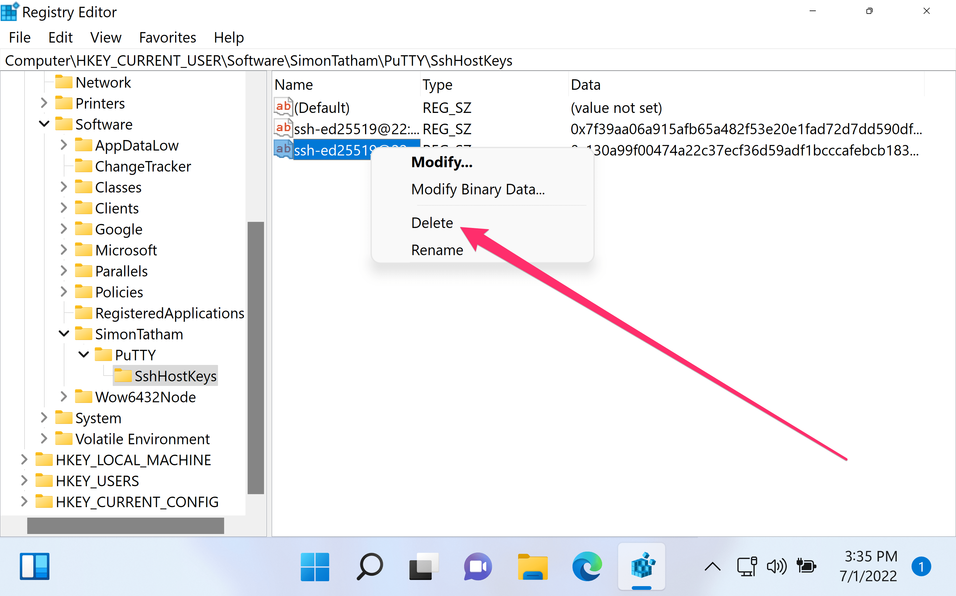 How to edit known hosts key fingerprint for PuTTY