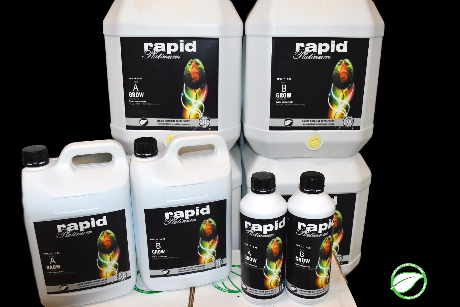 Rapid Platinum Grow A + B Hydroponic Liquid Nutrients
