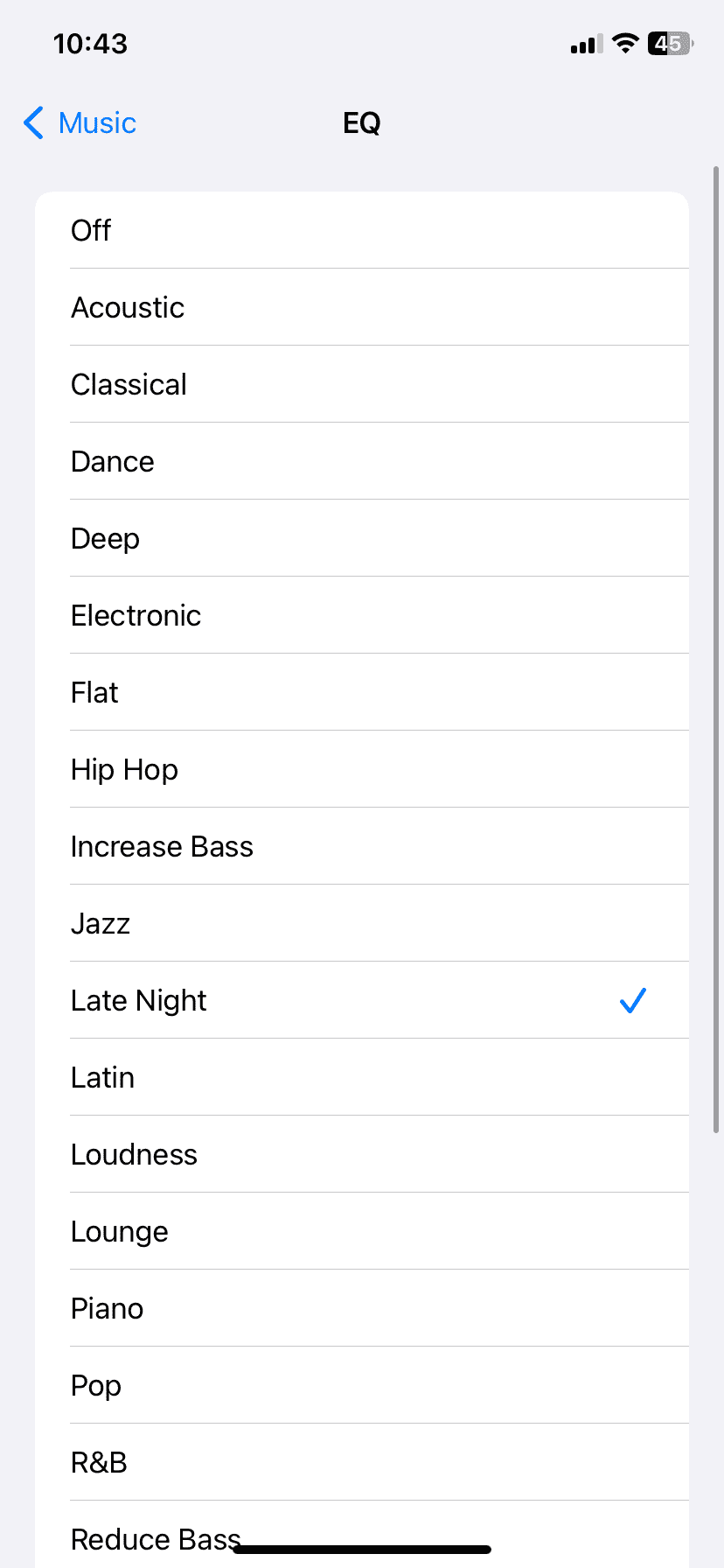 iPhone Audio EQ Setting