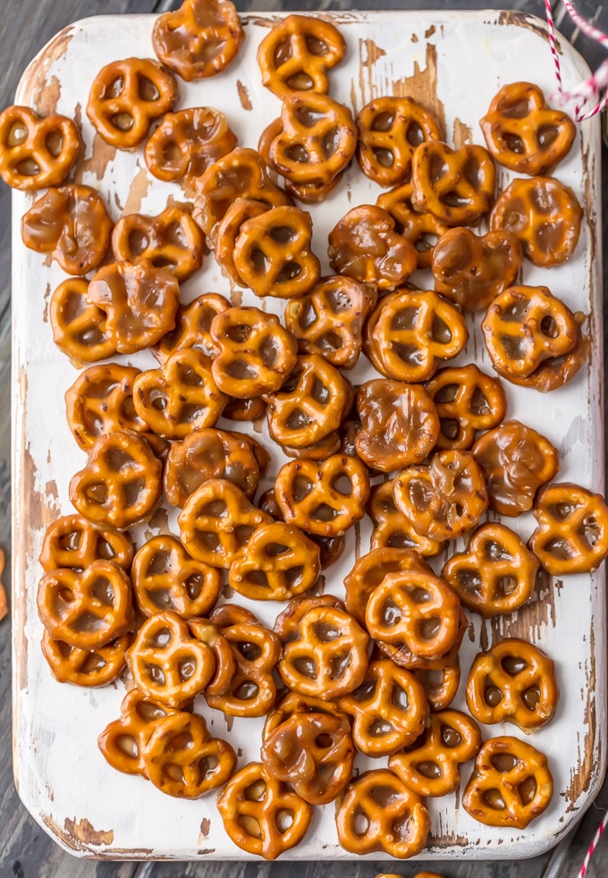 Butter Toffee Pretzels Simply Sated