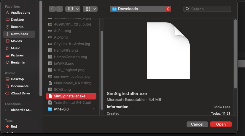 Winebottler downloading of Simsig not working? SimSig Simulator of