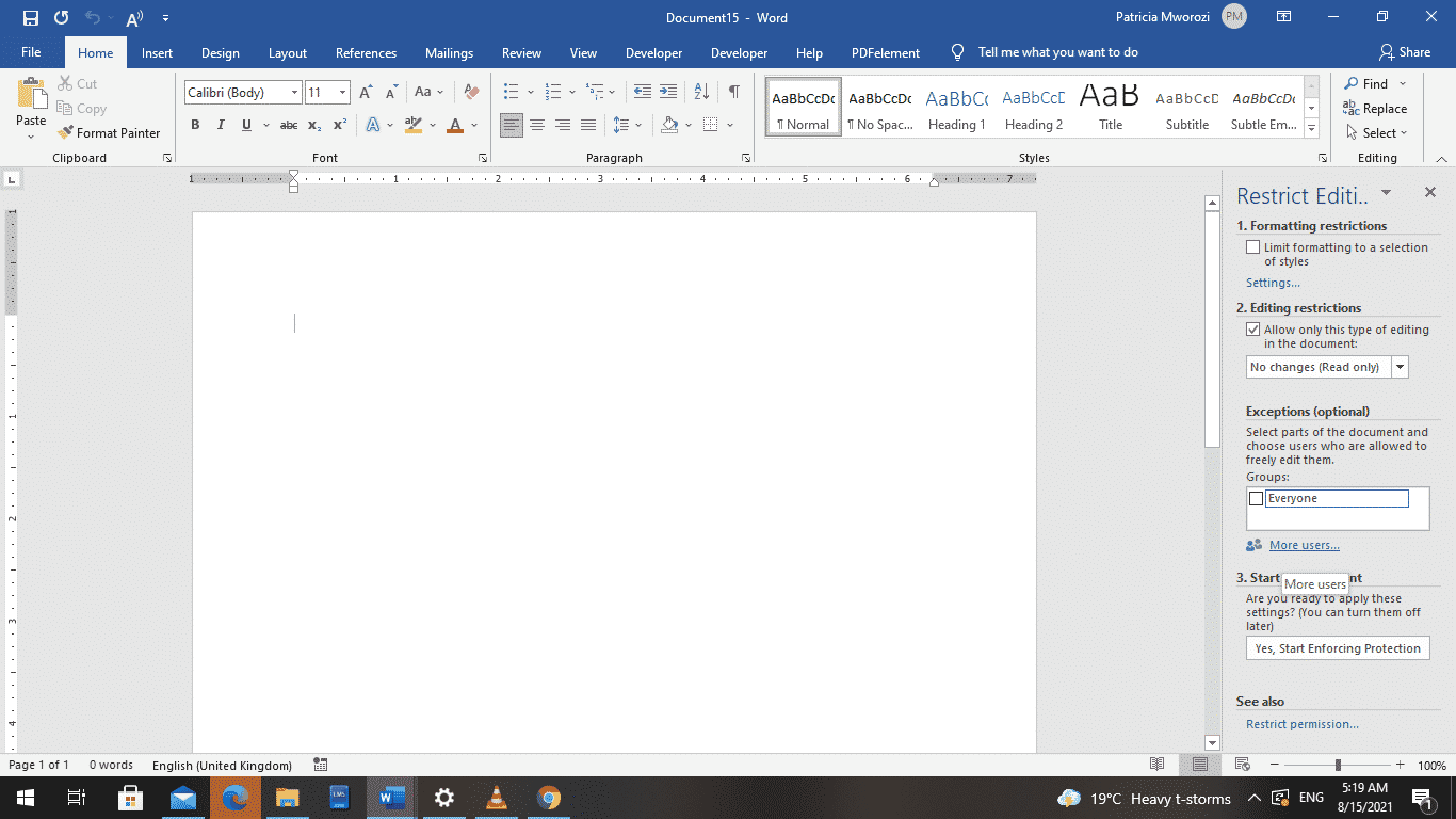 How to restrict editing in a Microsoft Word document