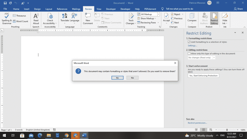 How to restrict formatting changes in Microsoft Word