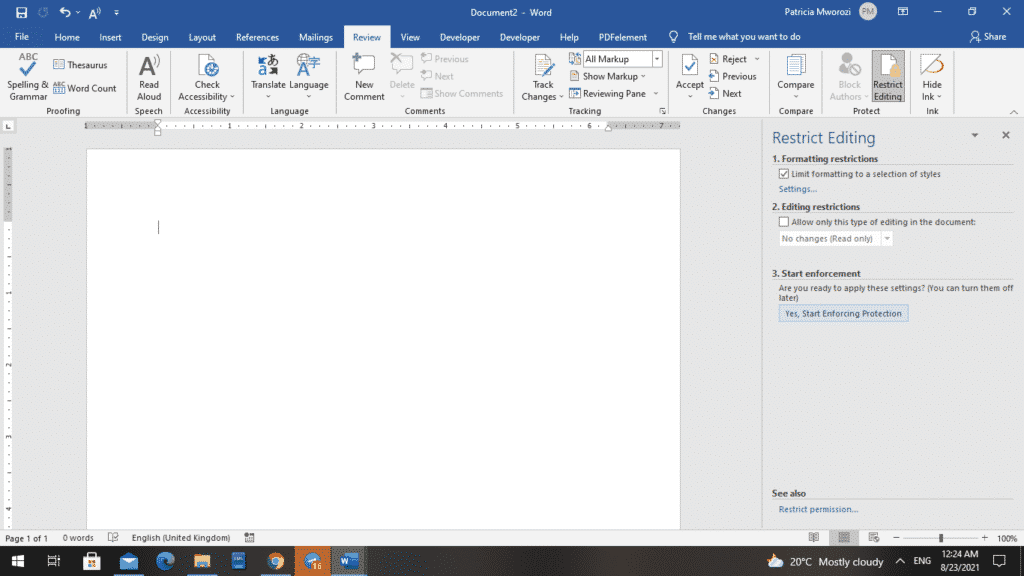 How to restrict formatting changes in Microsoft Word