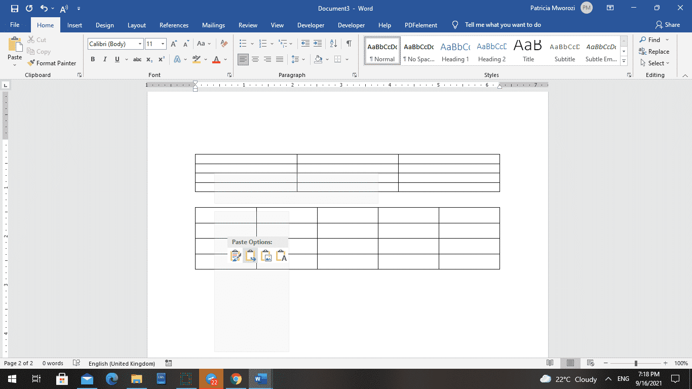 How to combine tables in Microsoft Word documents