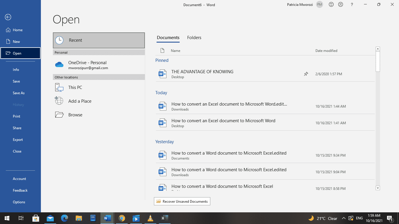 How to convert an Excel document to Microsoft Word