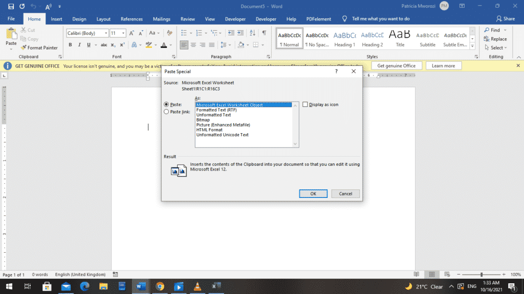 How to convert an Excel document to Microsoft Word