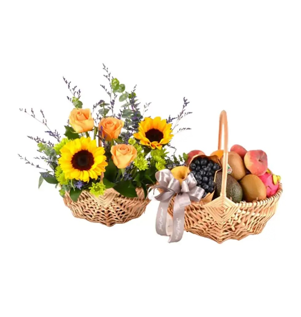 Send Flowers and Fruits Twin Basket To Singapore