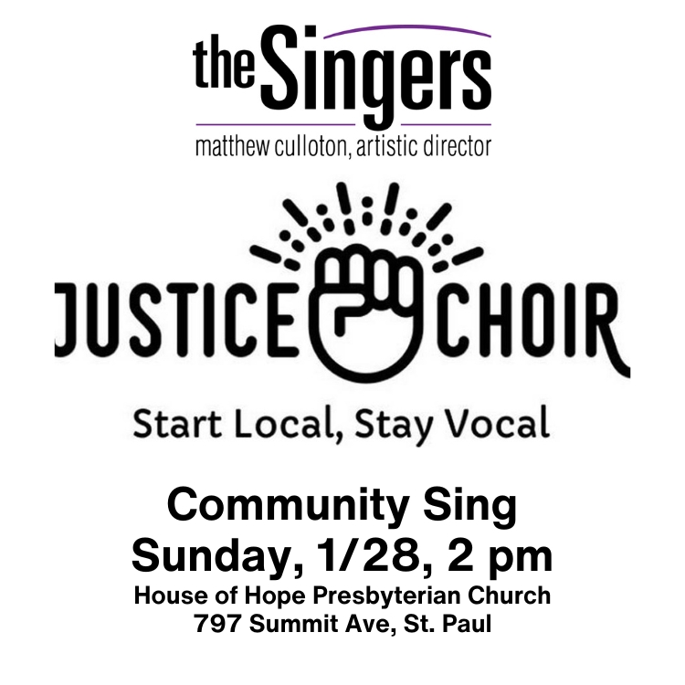 Community Sing 1/28/24 Justice Choir Songbook The Singers MCA