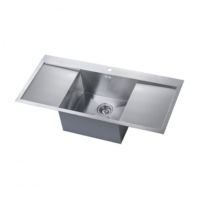 Deep Single Basin Kitchen Sink ZENUNO DEEP 1.0 Bowl Sink With Double Drainer