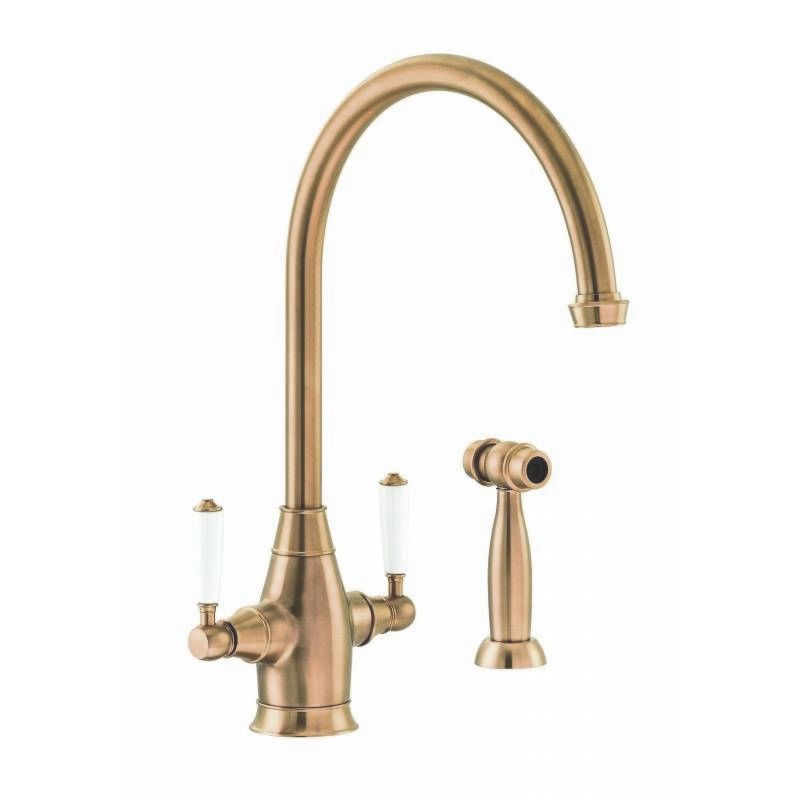 Abode ASTBURY Twin Lever Mixer Kitchen Tap With Handspray in