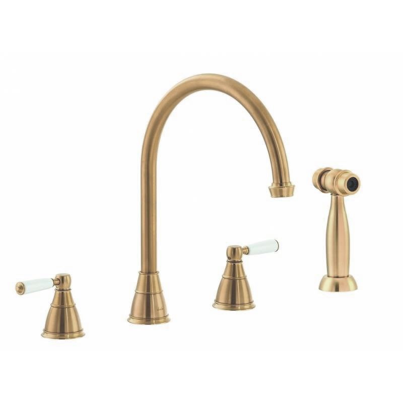 Abode ASTBURY 3 Part Mixer Kitchen Tap with Handspray in Brass