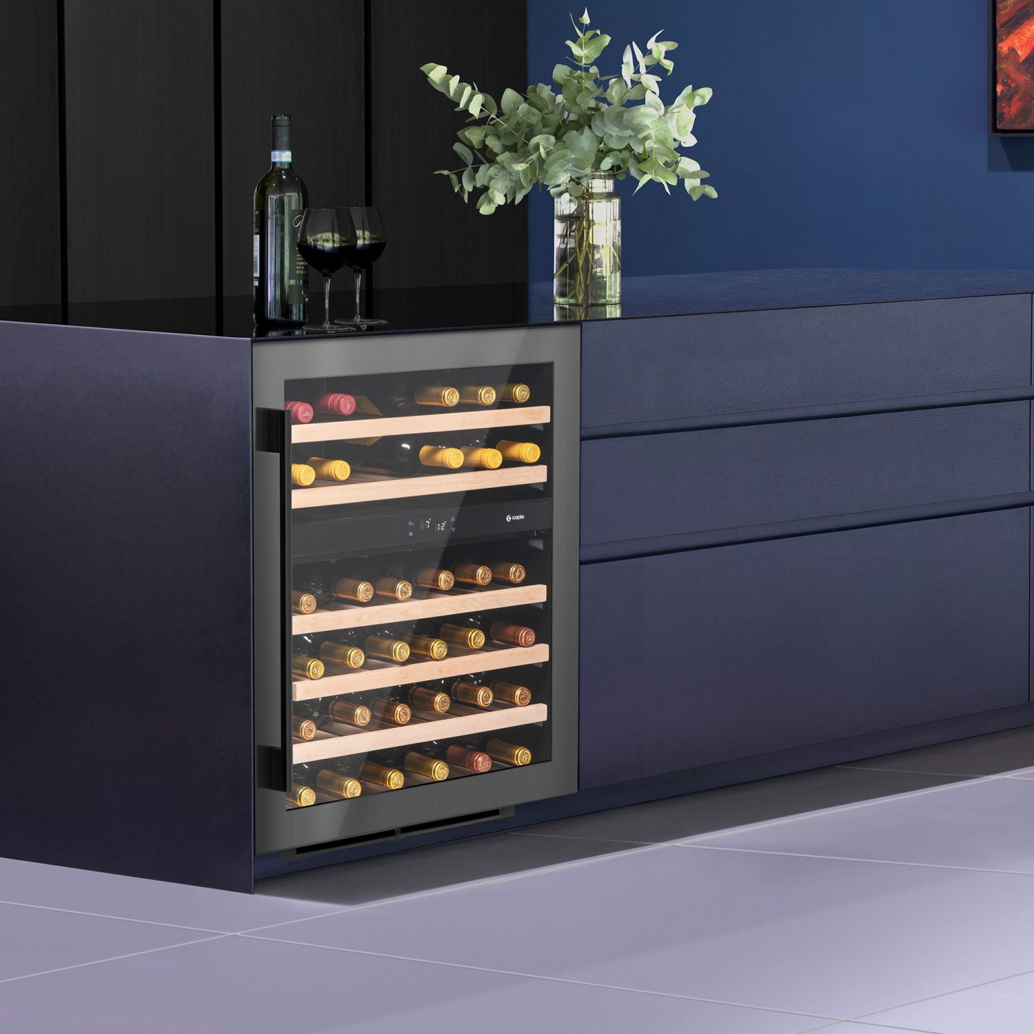 Caple WI6133GM Sense Undercounter Dual Zone Gunmetal Wine