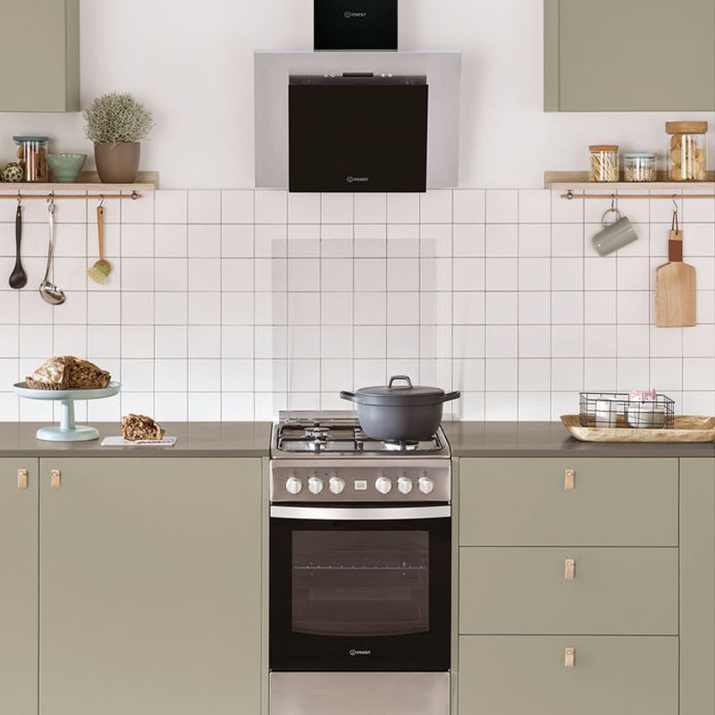 Indesit Aria IHVP 6.4LLK 60cm Angled Cooker Hood