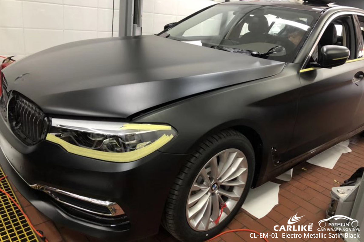 CLEM01 Electro Metallic Satin Black car wrap vinyl for BMW SINO VINYL