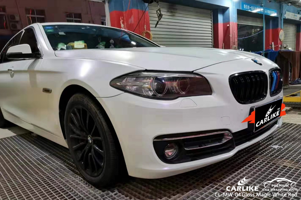 CLMW04 brillante envoltura de vinilo blanco mágico a rojo para BMW