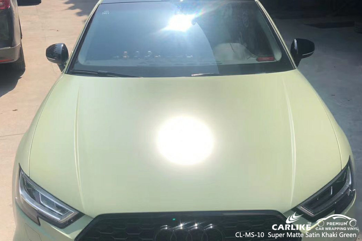 CLMS10 super matte satin khaki green vinyl matte car wrap for AUDI
