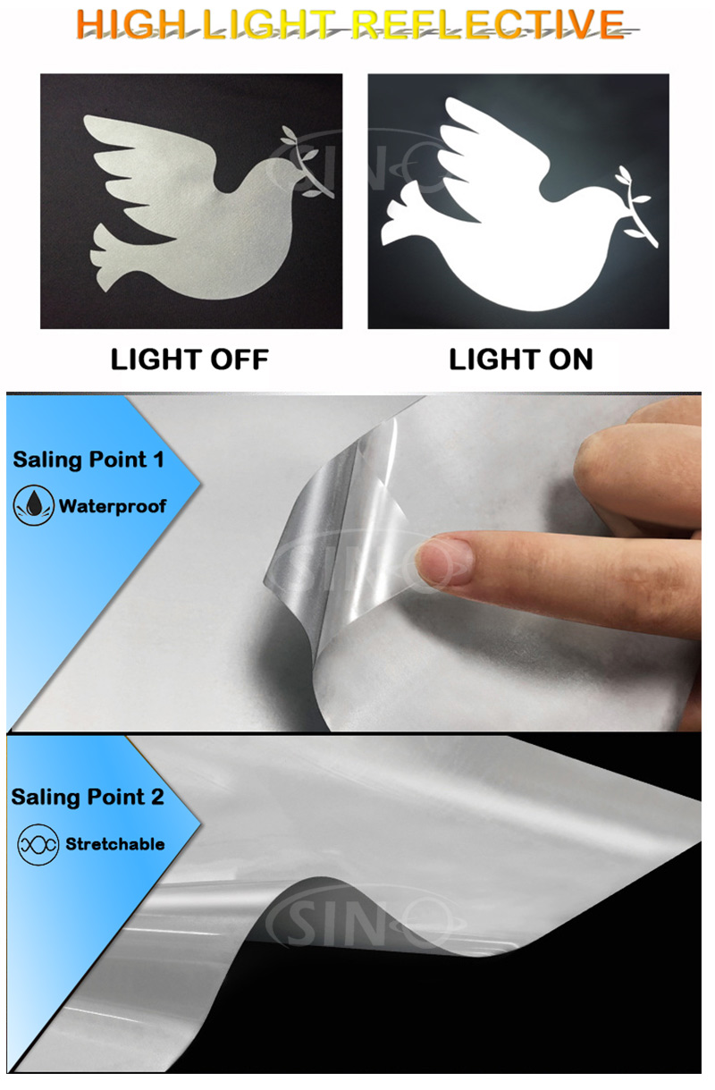 Reflective Heat Transfer Vinyl HTV Film Textiles Cricut Iron On Die Cutting for Fabric Tshirt